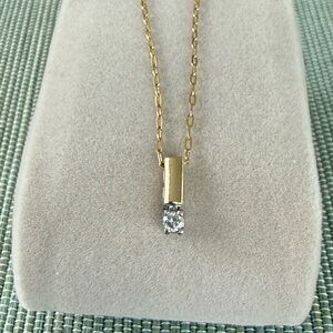 14k Yellow Gold Round Natural Diamond Pendant & 14k YG 18" Chain
